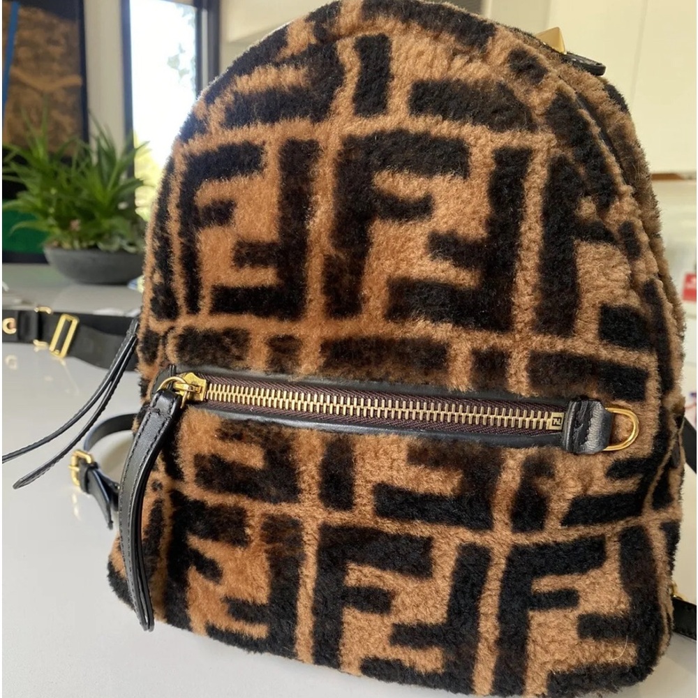 Fendi Backpack Mouton Fur Zucca Rucksack RARE! Few made! 100% authentic!